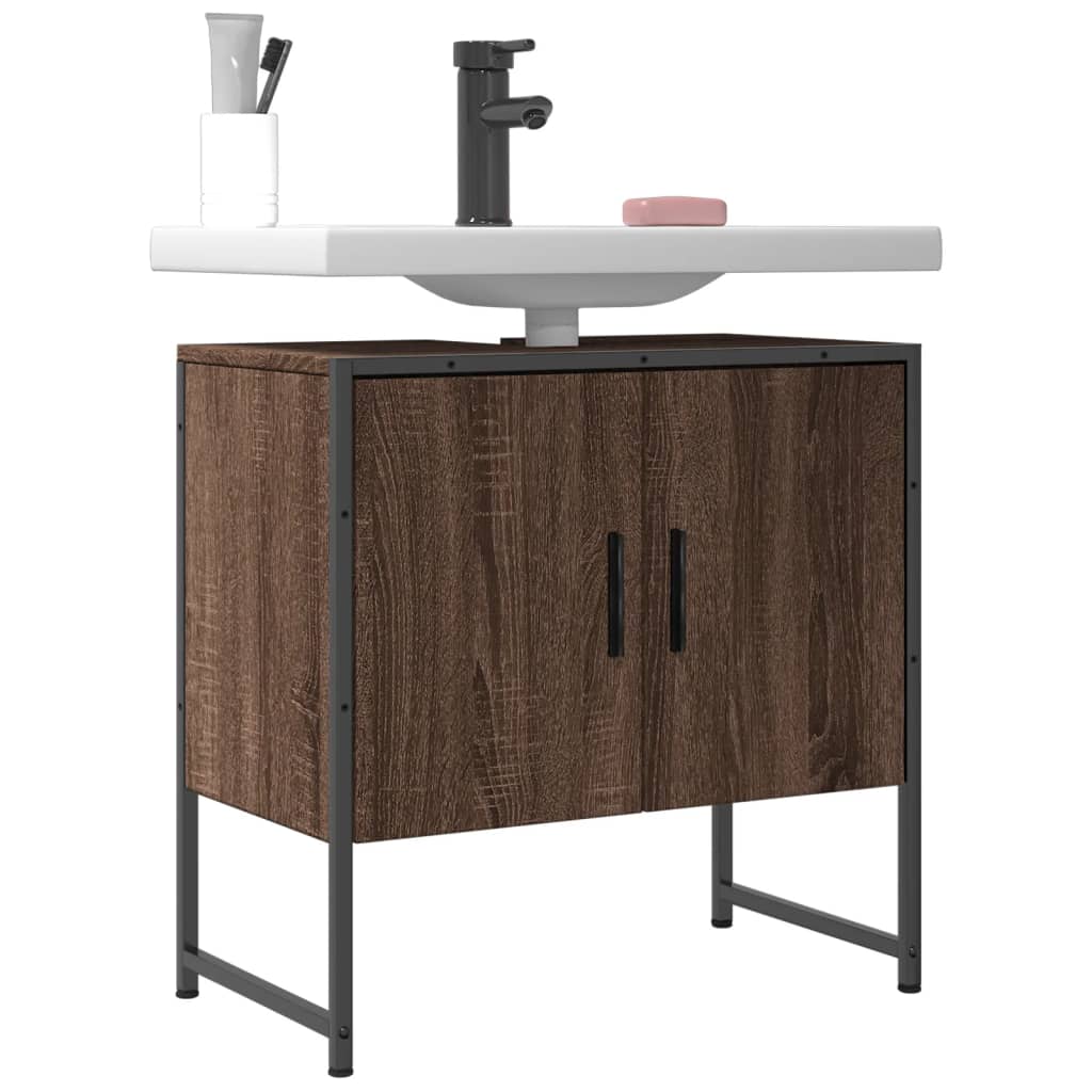 Bathroom Sink Cabinet Brown Oak 60x33x60 cm Engineered Wood - Merkel Designers