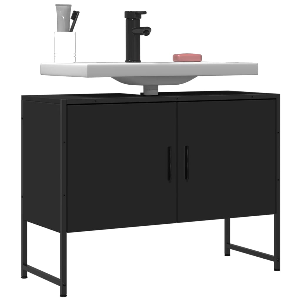 Bathroom Sink Cabinet Black 80x33x60 cm Engineered Wood - The Home Maker
