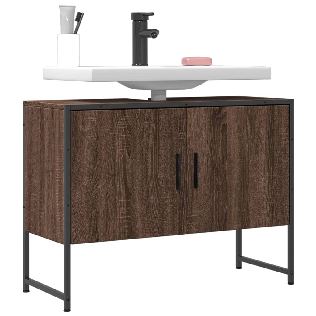 Bathroom Sink Cabinet Brown Oak 80x33x60 cm Engineered Wood - All Things Good