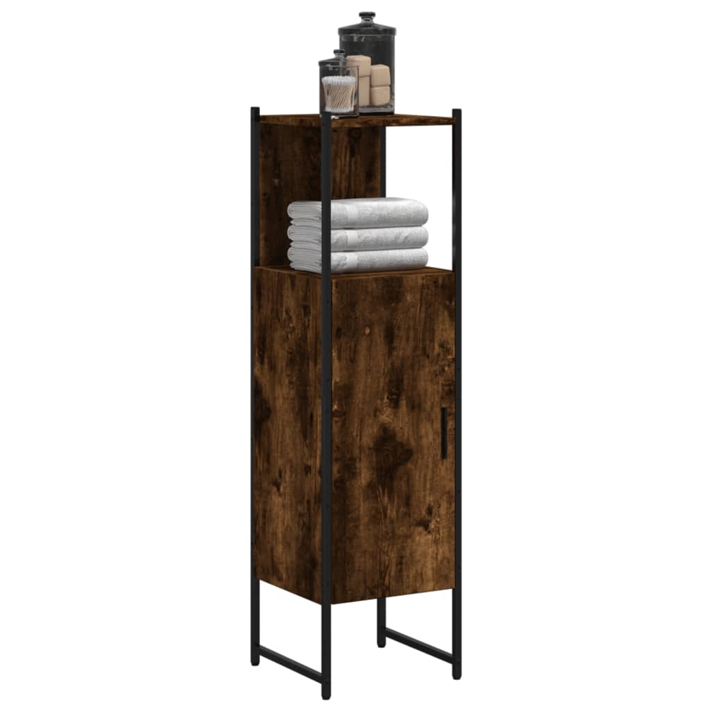 Bathroom Cabinet Smoked Oak 33x33x120.5 cm Engineered Wood - The Home Maker