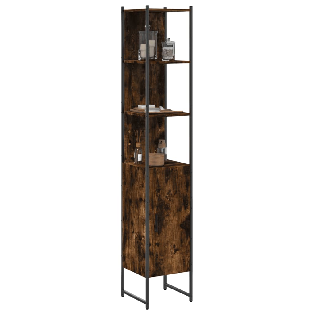 Bathroom Cabinet Smoked Oak 33x33x185.5 cm Engineered Wood - All Things Good