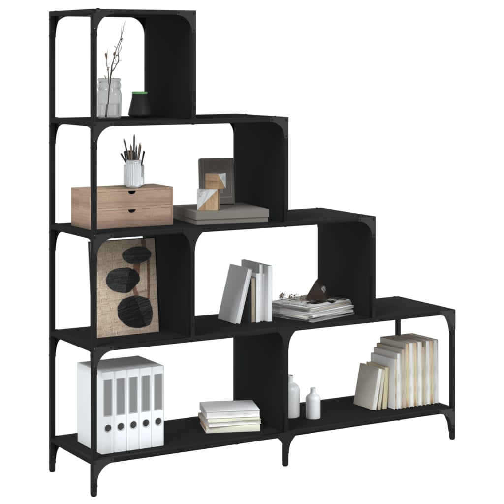 Bookcase 4-Stair Black 139x33.5x149 cm Engineered Wood - Merkel Designers