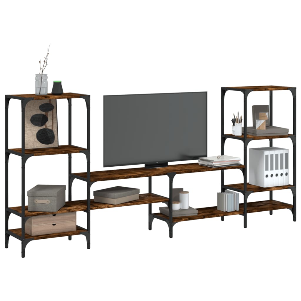 TV Cabinet Smoked Oak 206.5x28.5x95 cm Engineered Wood - Merkel Designers