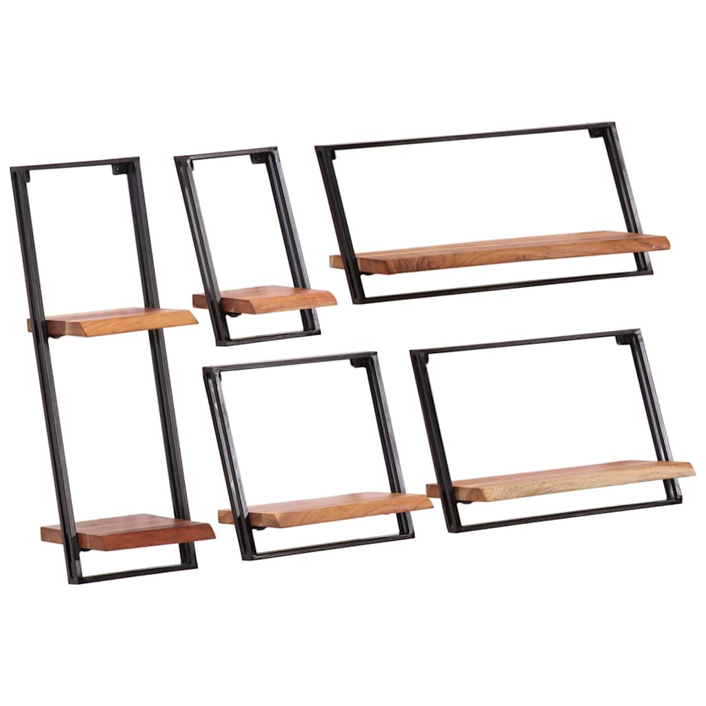 Wall Shelves 5 Pieces Solid Wood Acacia - Design Hut