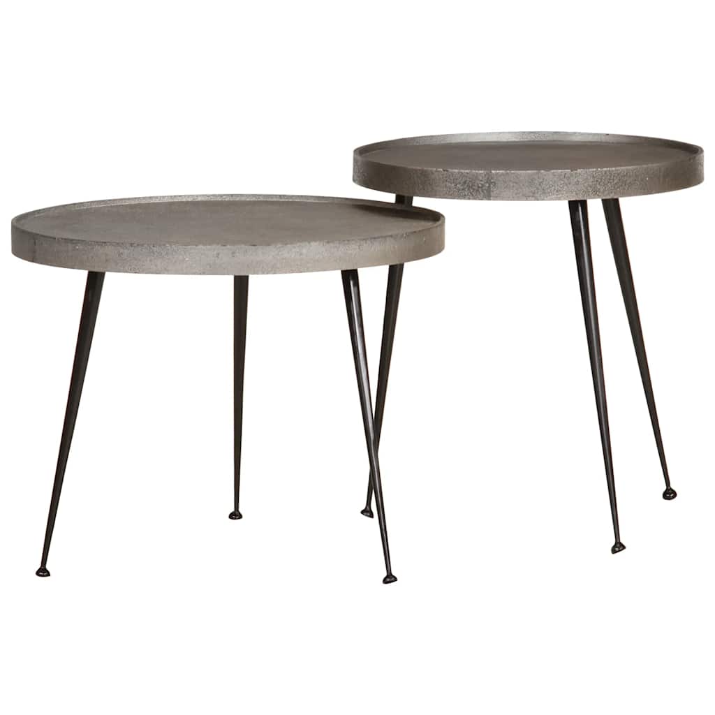 Coffee Table 2 Pieces Silver Engineered Wood - Design Hut