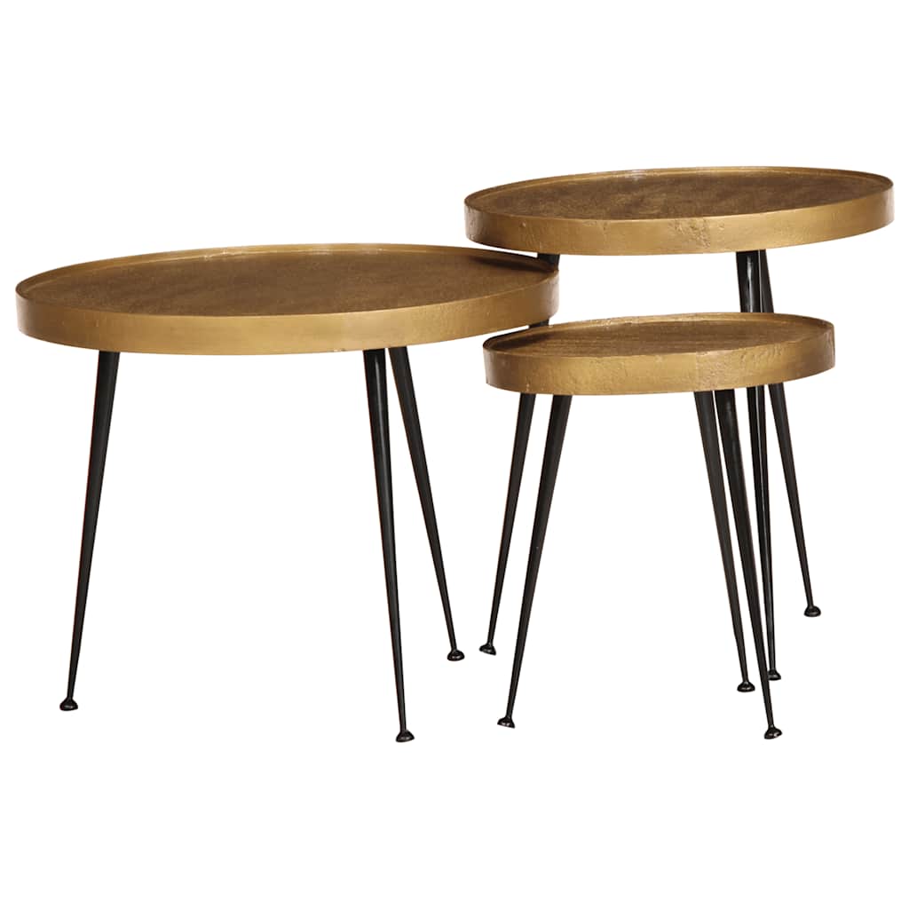 Coffee Table 3 Pieces Golden Engineered Wood - Design Hut