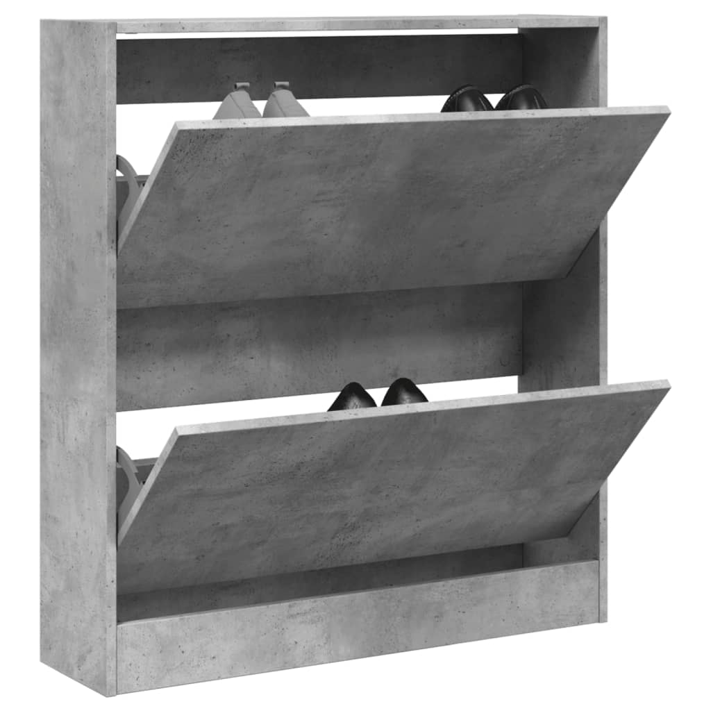 Shoe Cabinet Concrete Grey 80x21x87.5 cm Engineered Wood - Brittle & Co