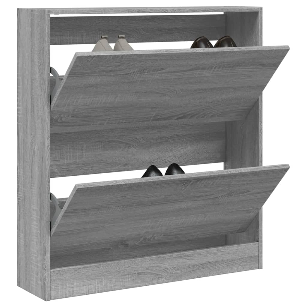 Shoe Cabinet Grey Sonoma 80x21x87.5 cm Engineered Wood - Brittle & Co