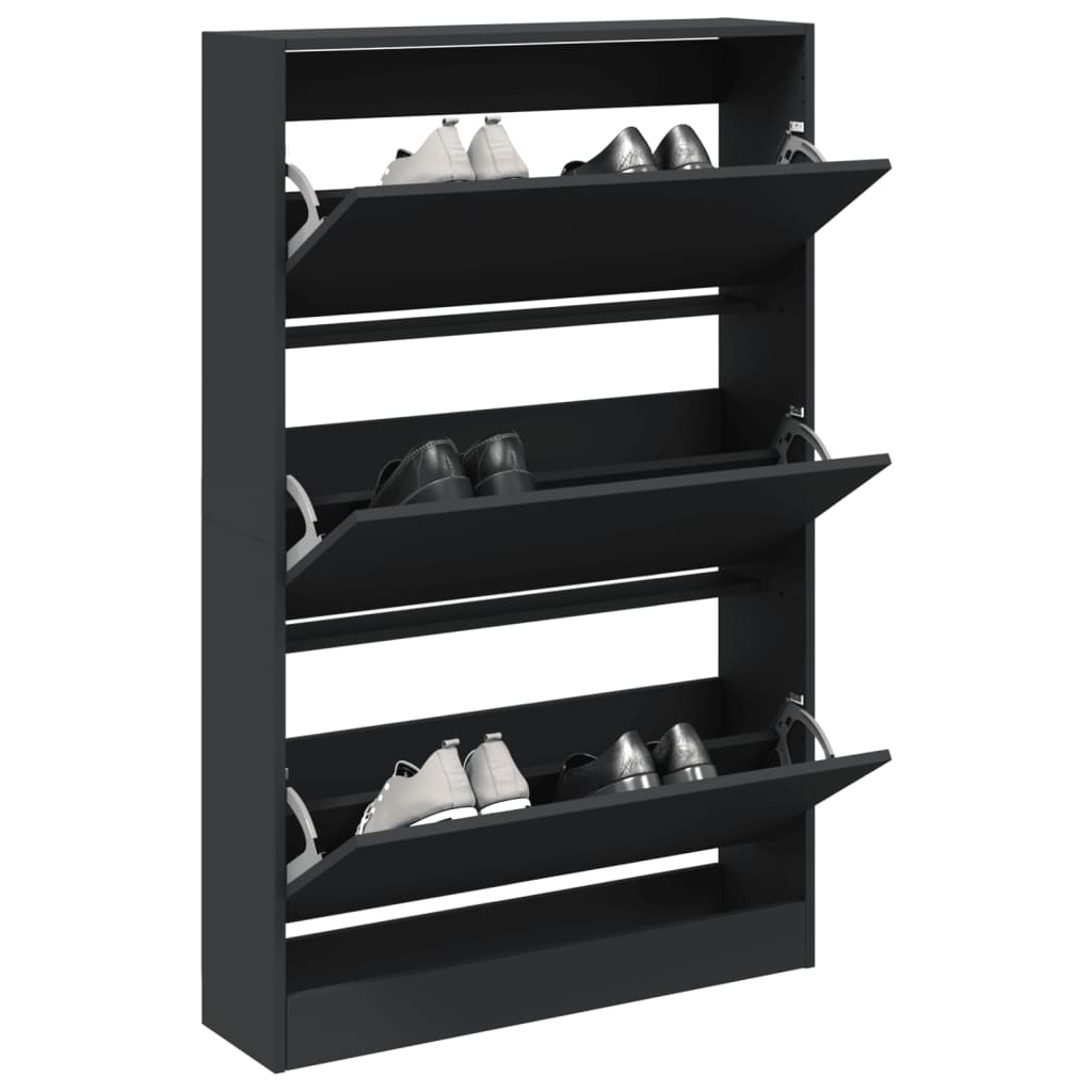 Shoe Cabinet Black 80x21x125.5 cm Engineered Wood - Casper Homes