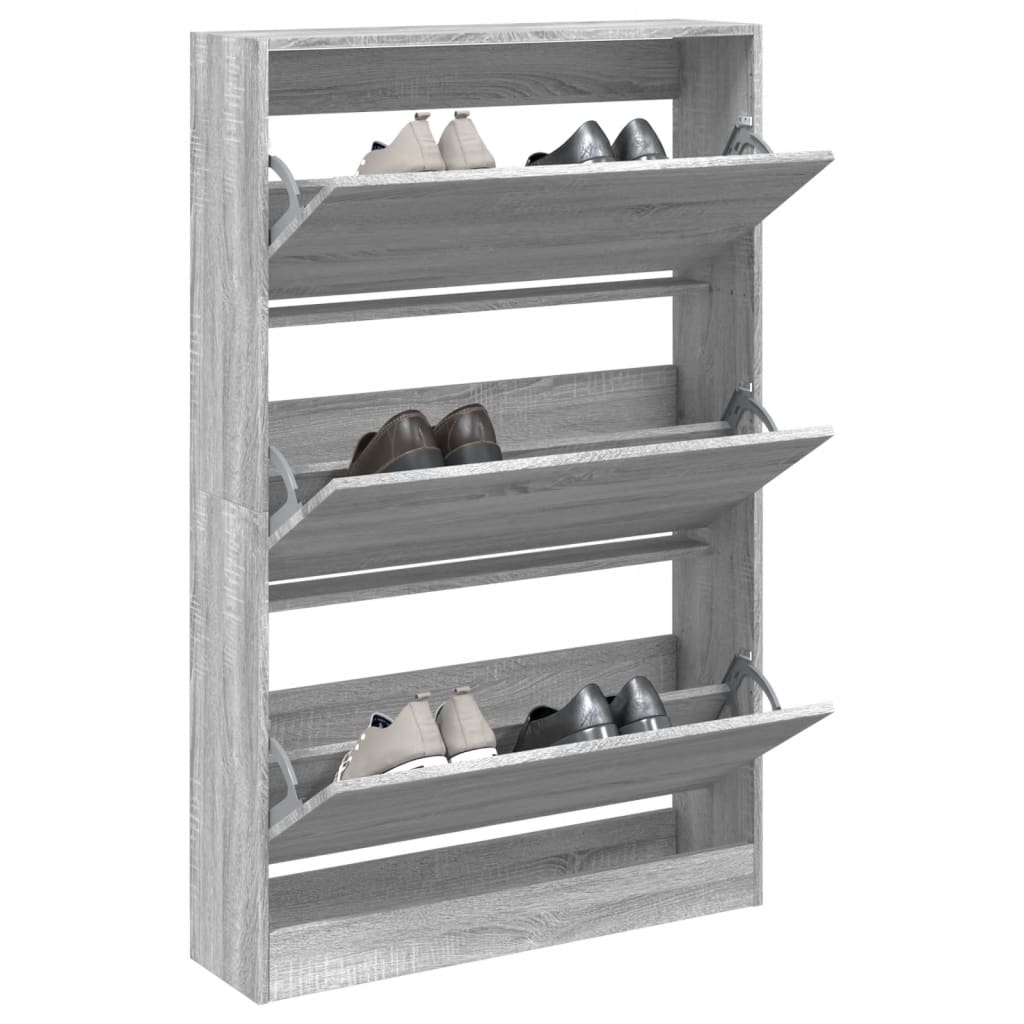 Shoe Cabinet Grey Sonoma 80x21x125.5 cm Engineered Wood - Brittle & Co