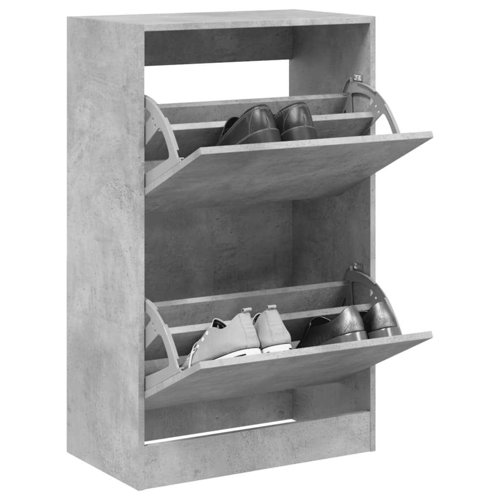 Shoe Cabinet Concrete Grey 60x34x96.5 cm Engineered Wood - Brittle & Co