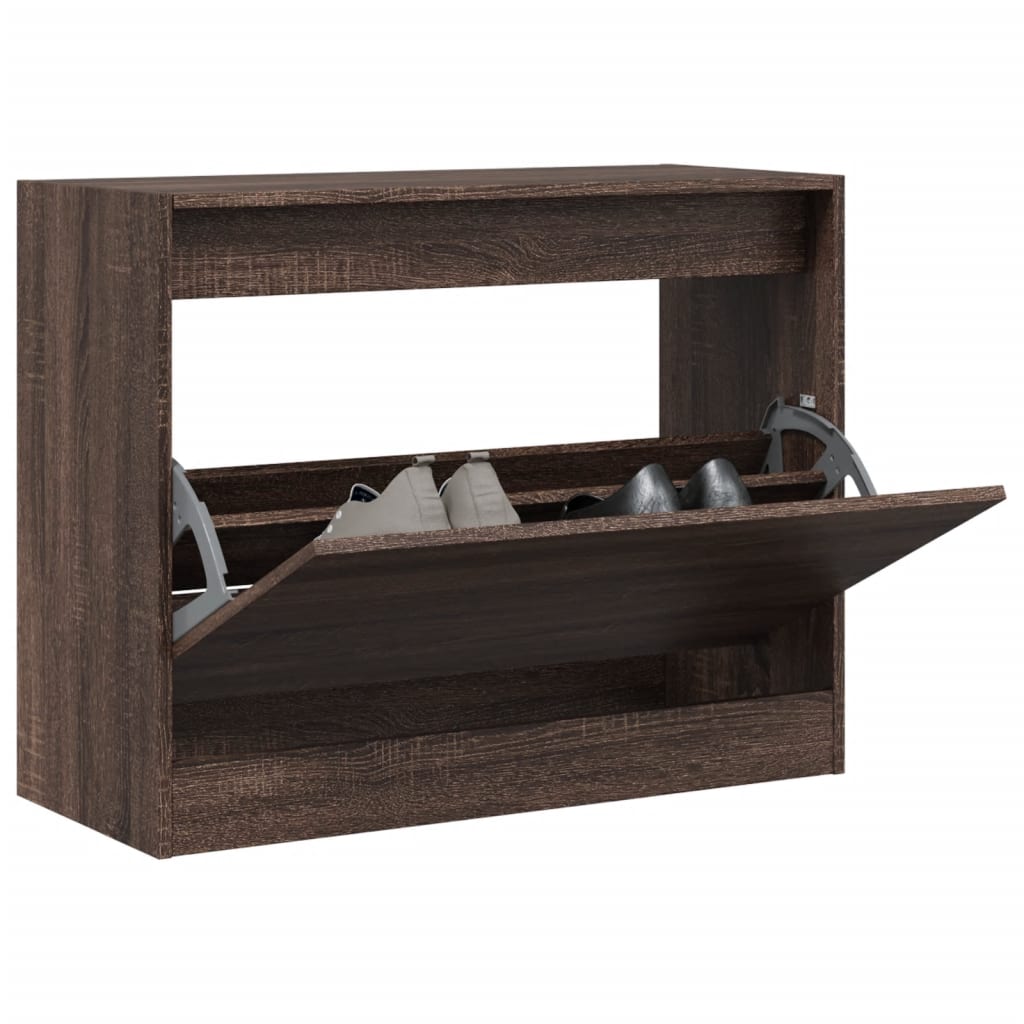 Shoe Cabinet Brown Oak 80x34x63 cm Engineered Wood - Casper Homes