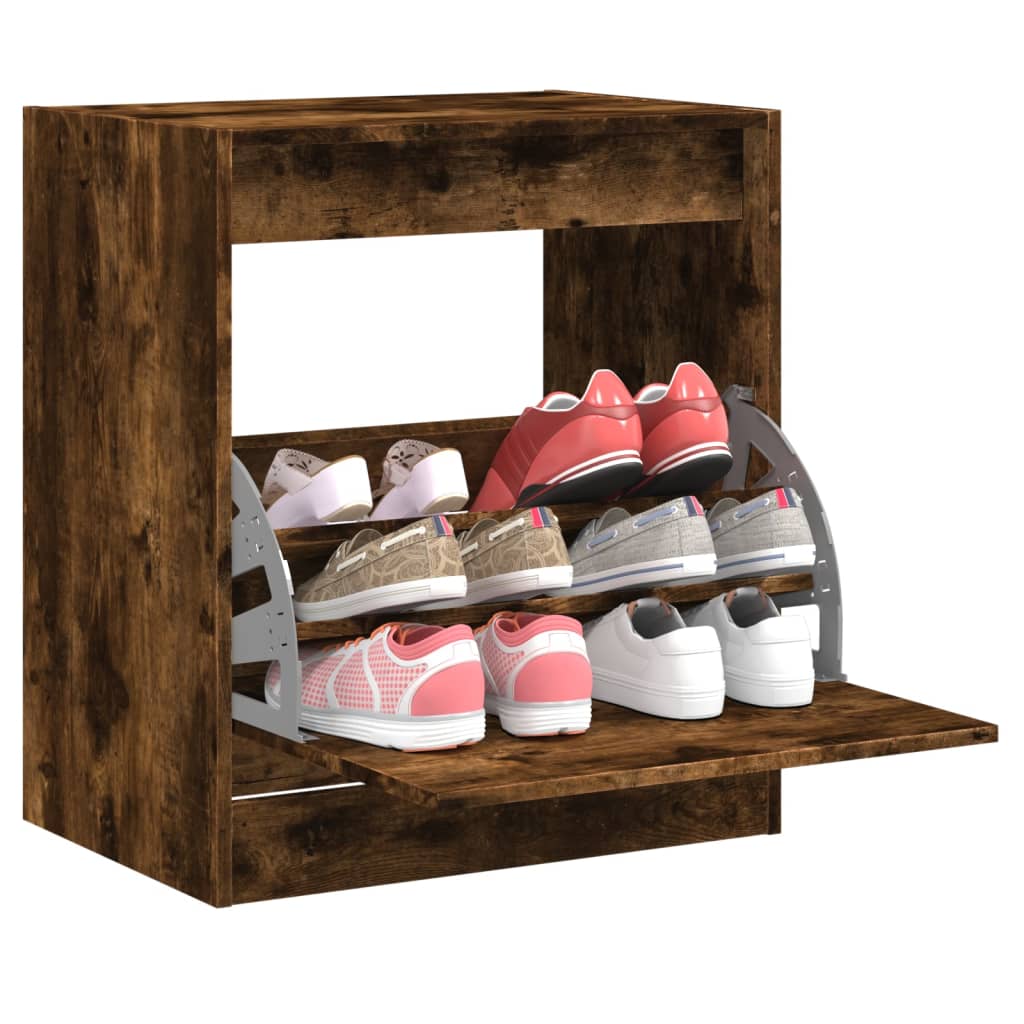 Shoe Cabinet Smoked Oak 60x42x69 cm Engineered Wood - Casper Homes