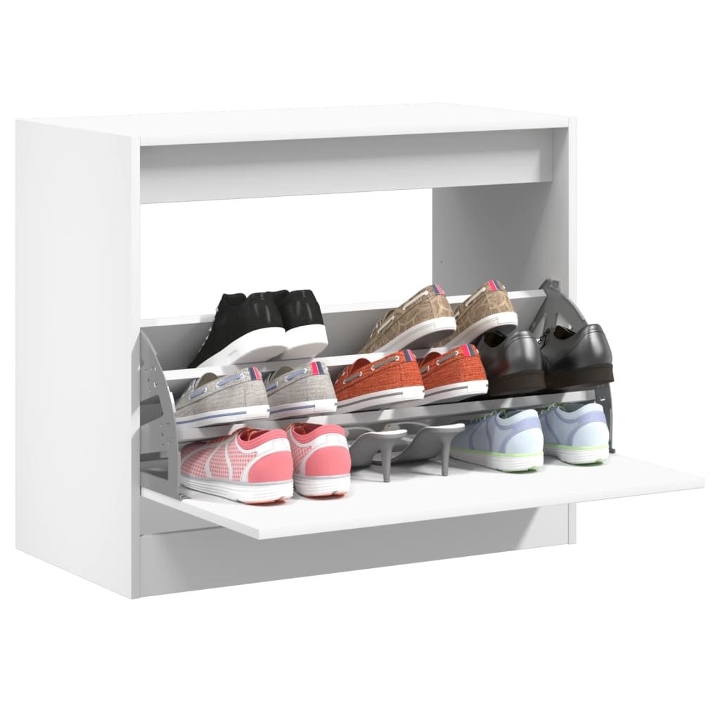 Shoe Cabinet White 80x42x69 cm Engineered Wood - Direct Imports