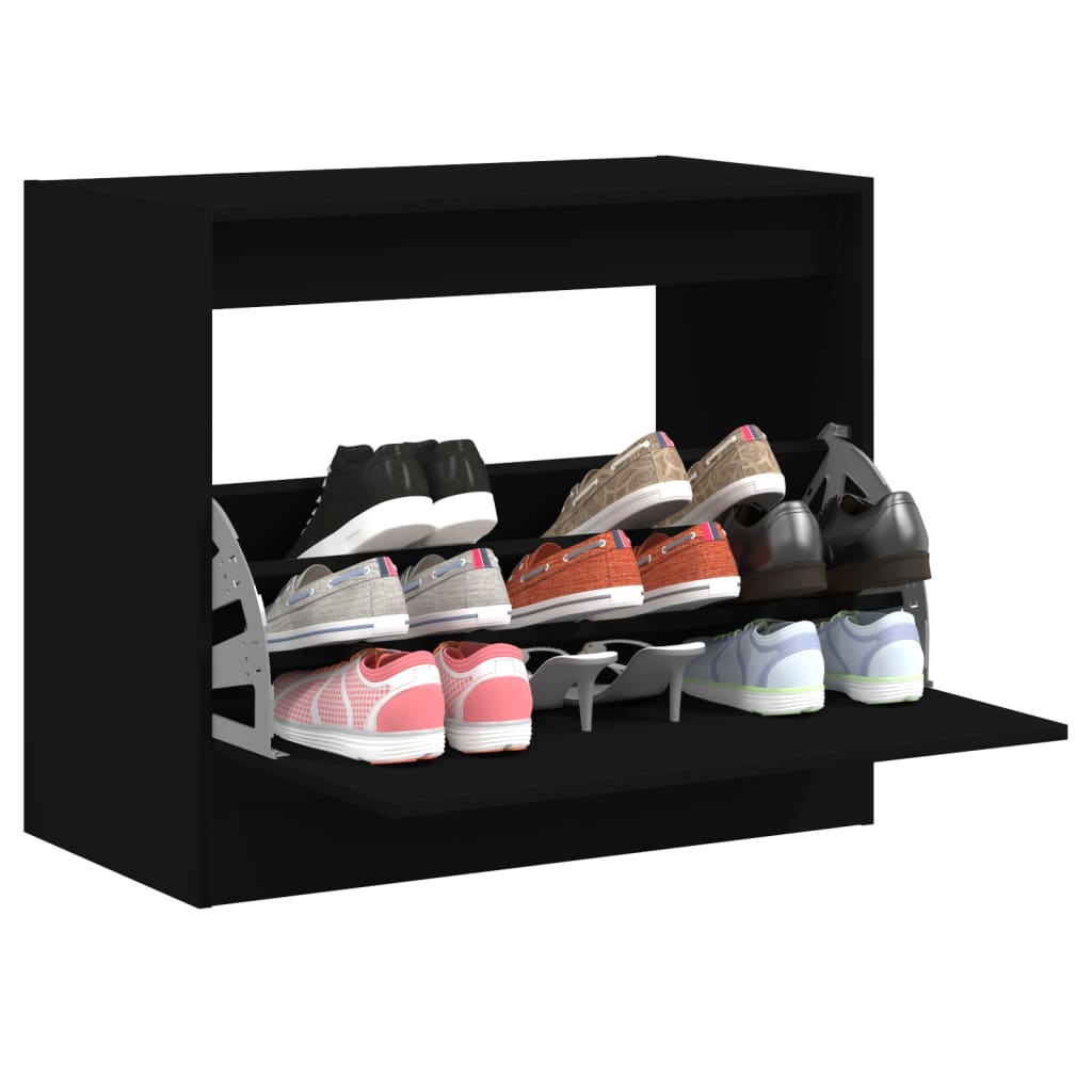 Shoe Cabinet Black 80x42x69 cm Engineered Wood - Casper Homes