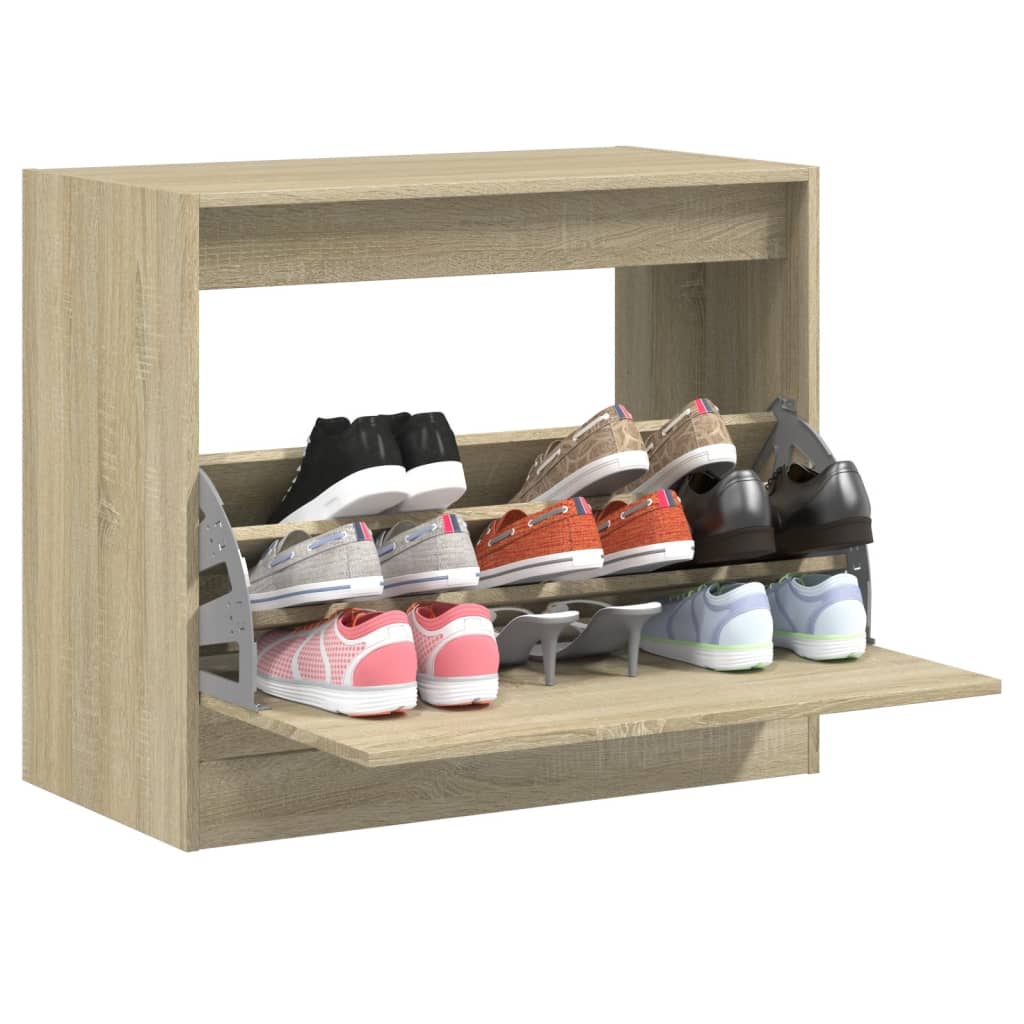 Shoe Cabinet Sonoma Oak 80x42x69 cm Engineered Wood - Direct Imports