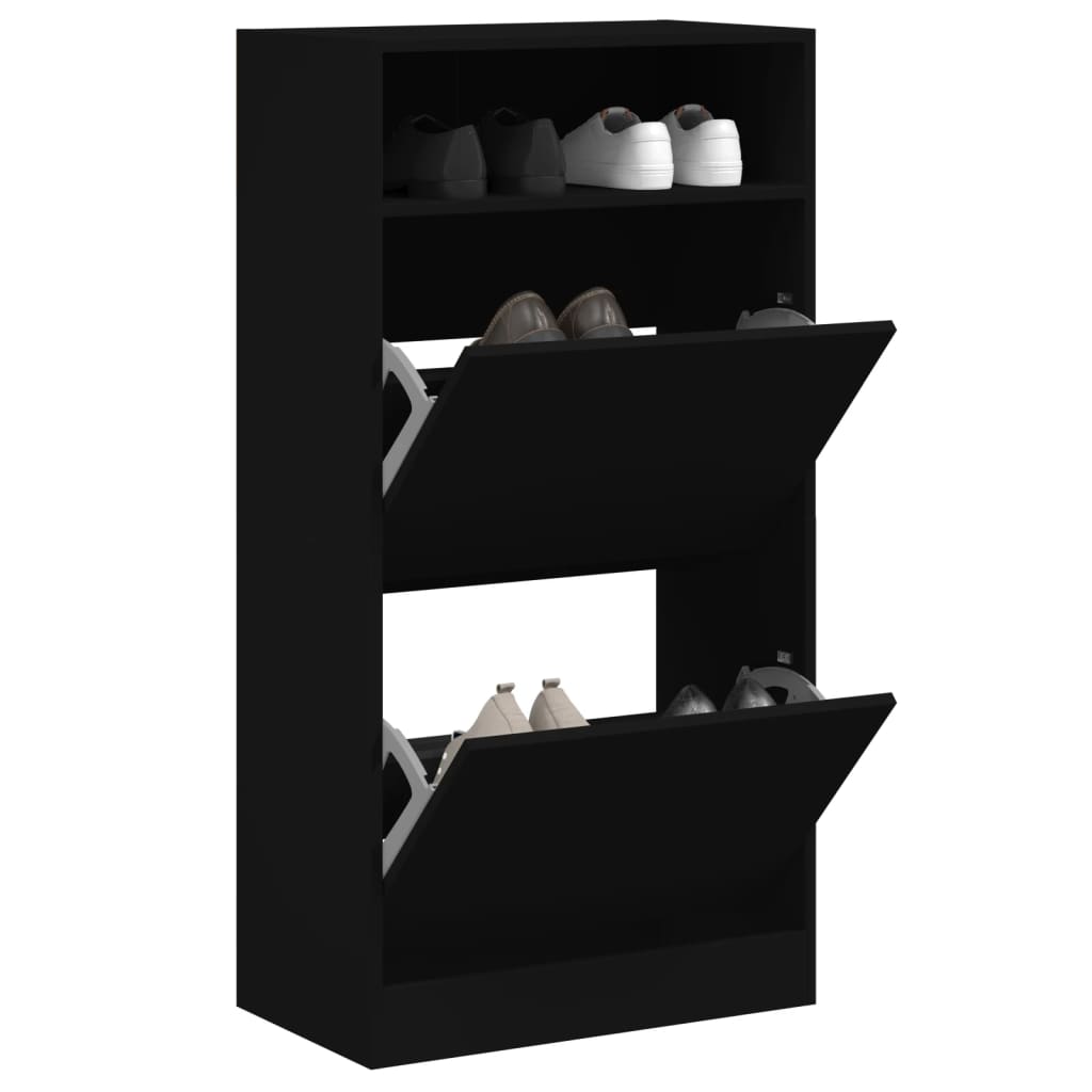 Shoe Cabinet Black 60x34x116 cm Engineered Wood - Casper Homes
