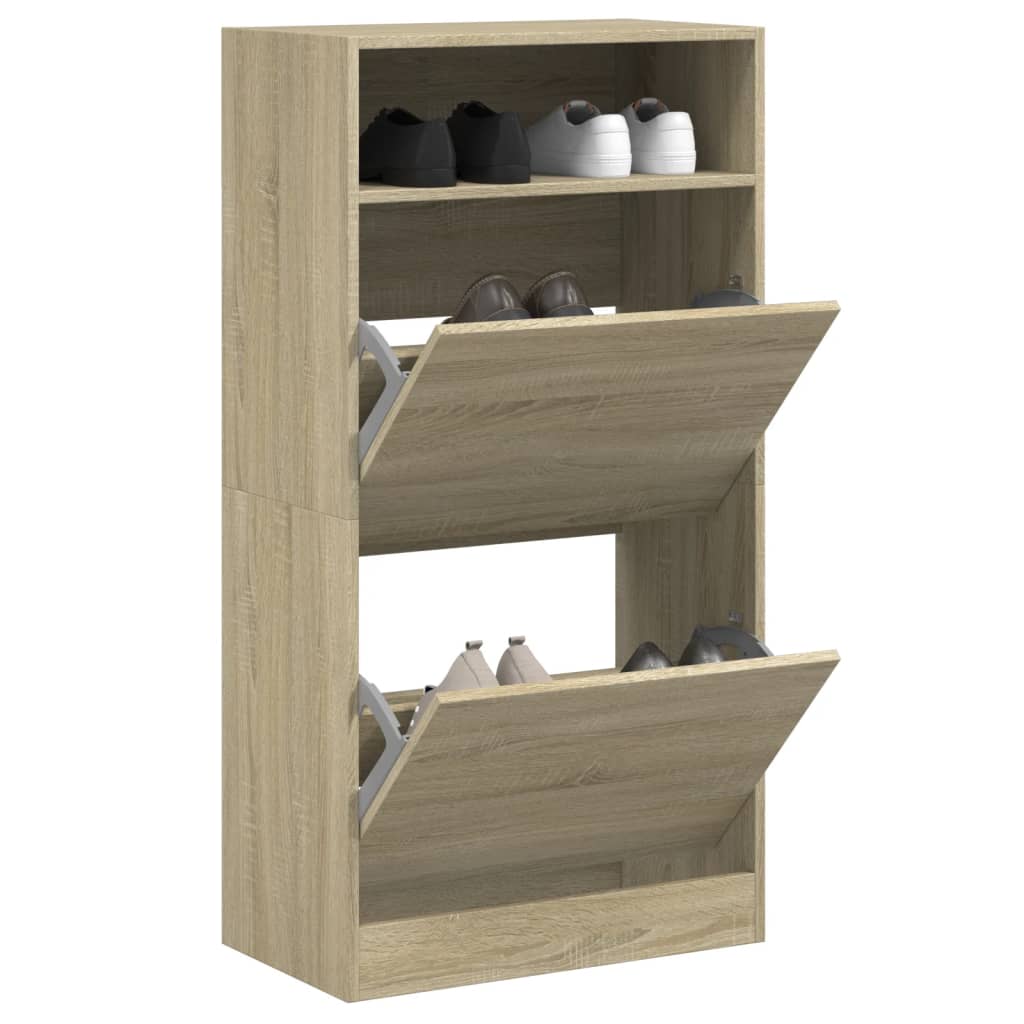 Shoe Cabinet Sonoma Oak 60x34x116 cm Engineered Wood - Direct Imports