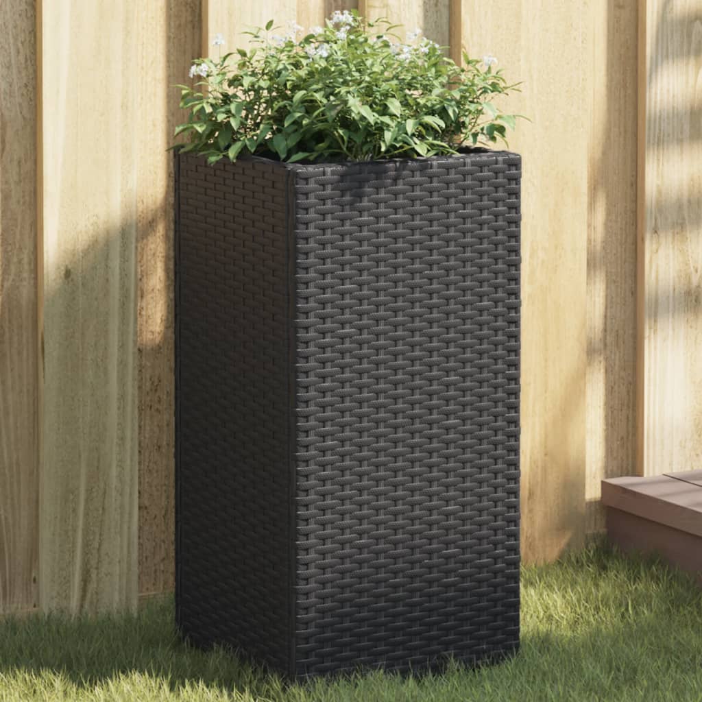 Garden Planter Black 30x30x60 cm Poly Rattan - Discount Dealers
