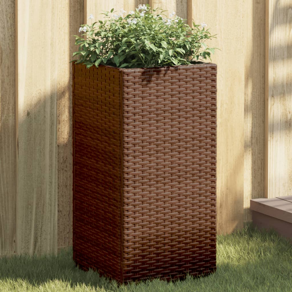 Garden Planter Brown 30x30x60 cm Poly Rattan - Discount Dealers