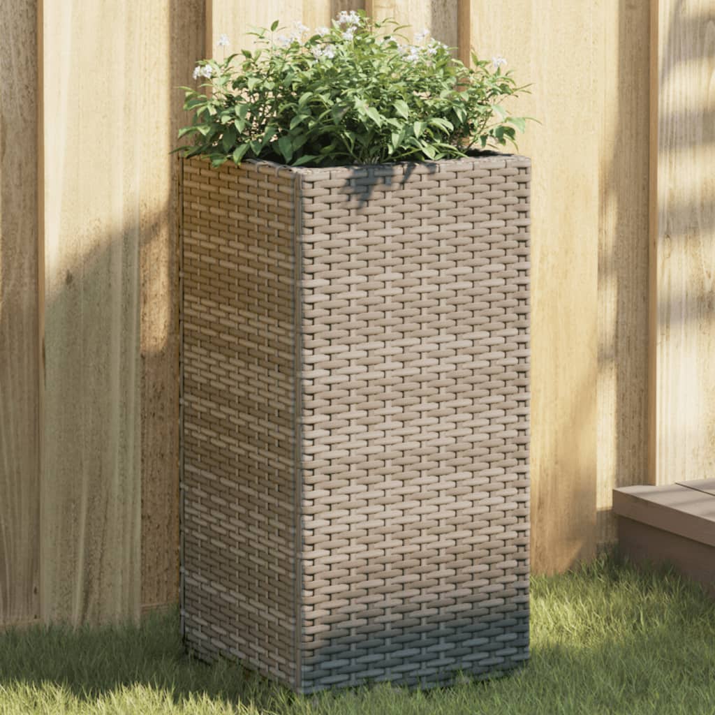 Garden Planter Grey 30x30x60 cm Poly Rattan - Discount Dealers