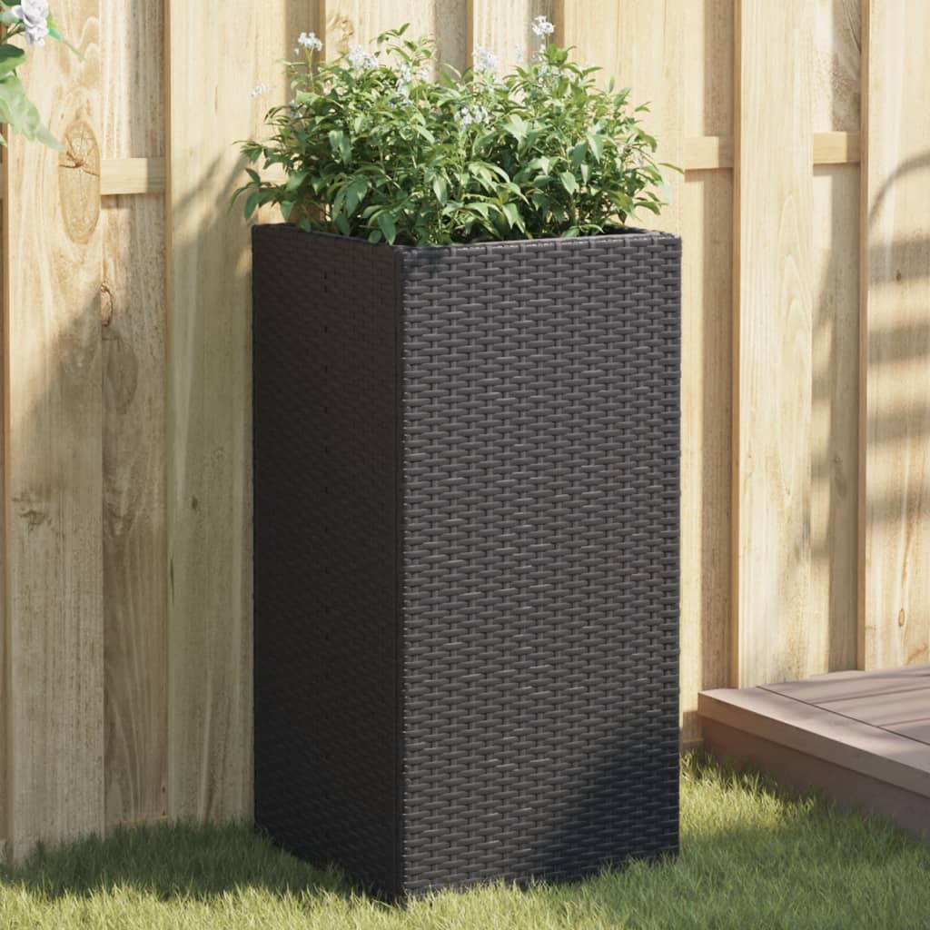 Garden Planter Black 40x40x80 cm Poly Rattan - Brittle & Co