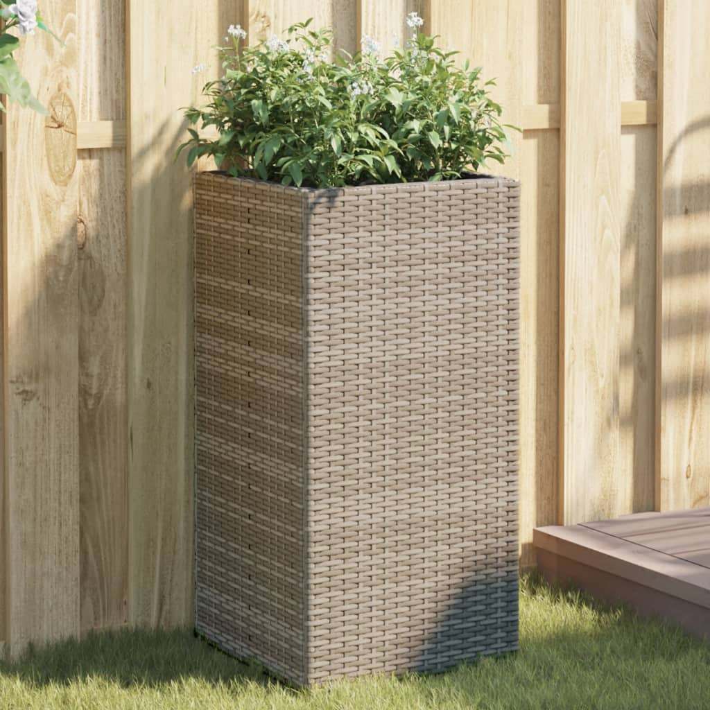 Garden Planter Grey 40x40x80 cm Poly Rattan - Brittle & Co