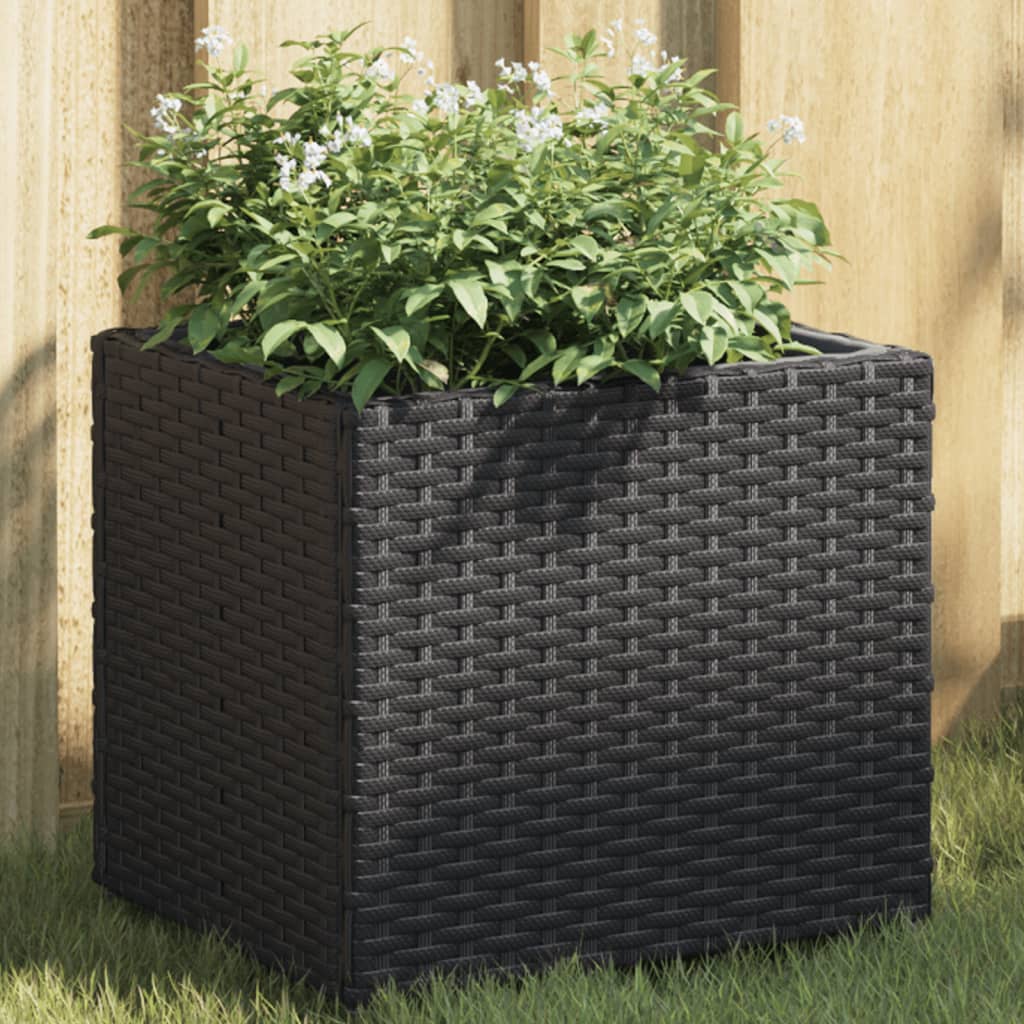 Garden Planter Black 36x30x32 cm Poly Rattan - Design Hut