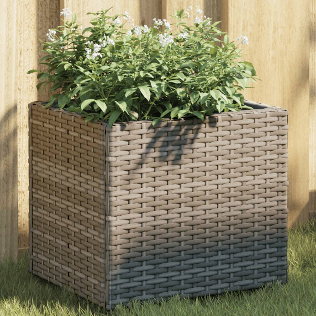 Garden Planter Grey 36x30x32 cm Poly Rattan - Design Hut