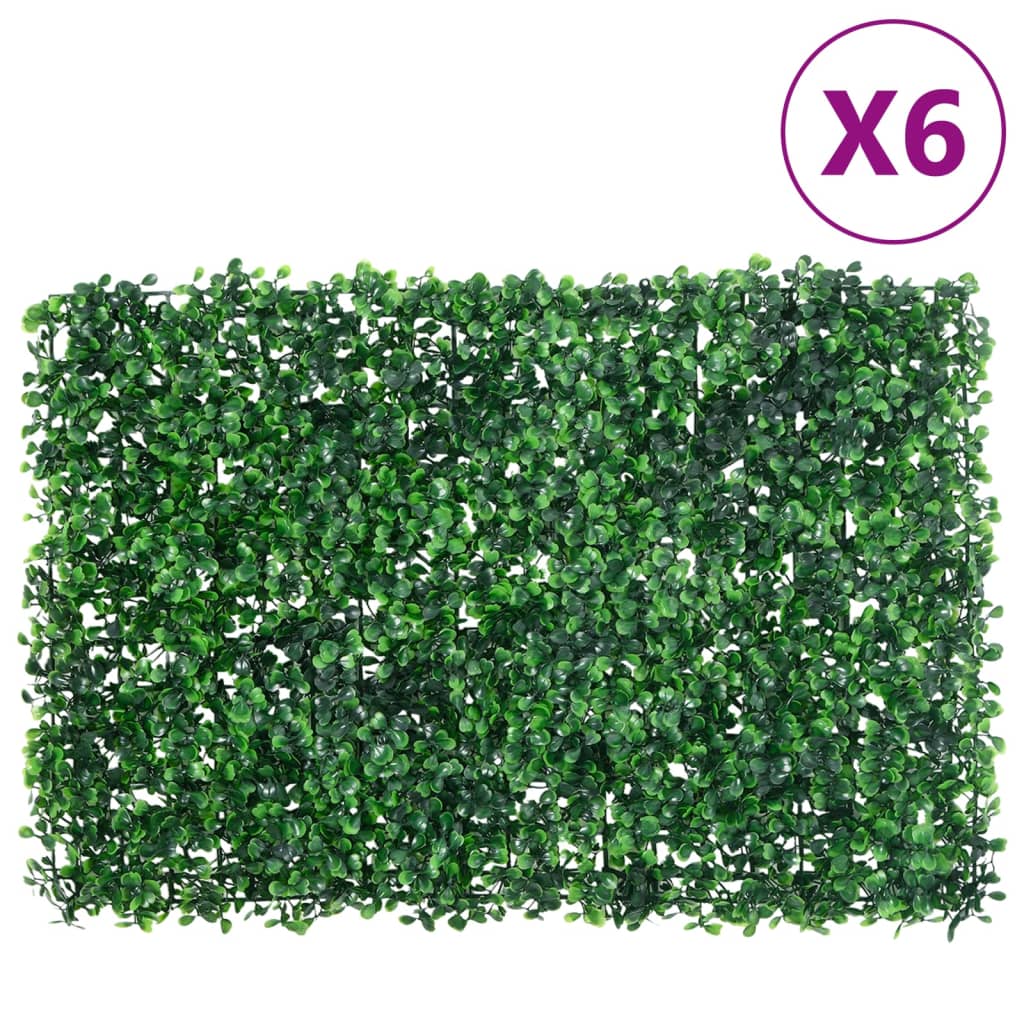 Â Artificial Shrub Leaf FenceÂ 6 pcs Green 40x60 cm - The Home Maker