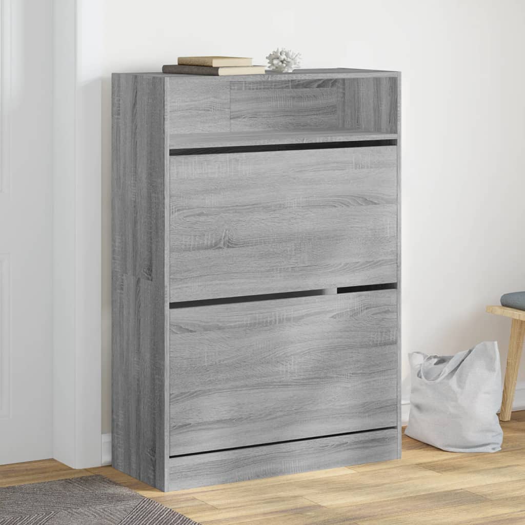 Shoe Cabinet with 2 Flip-Drawers Grey Sonoma 80x34x116 cm - Casper Homes