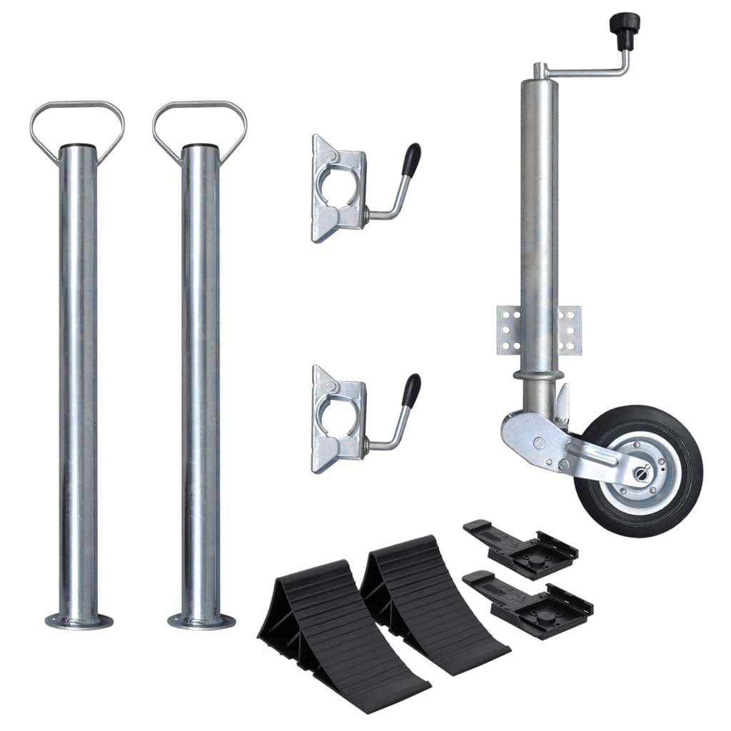 Trailer Jack Wheel 60 mm with 2 Support Tubes and 2 Split Clamps - Decor Base