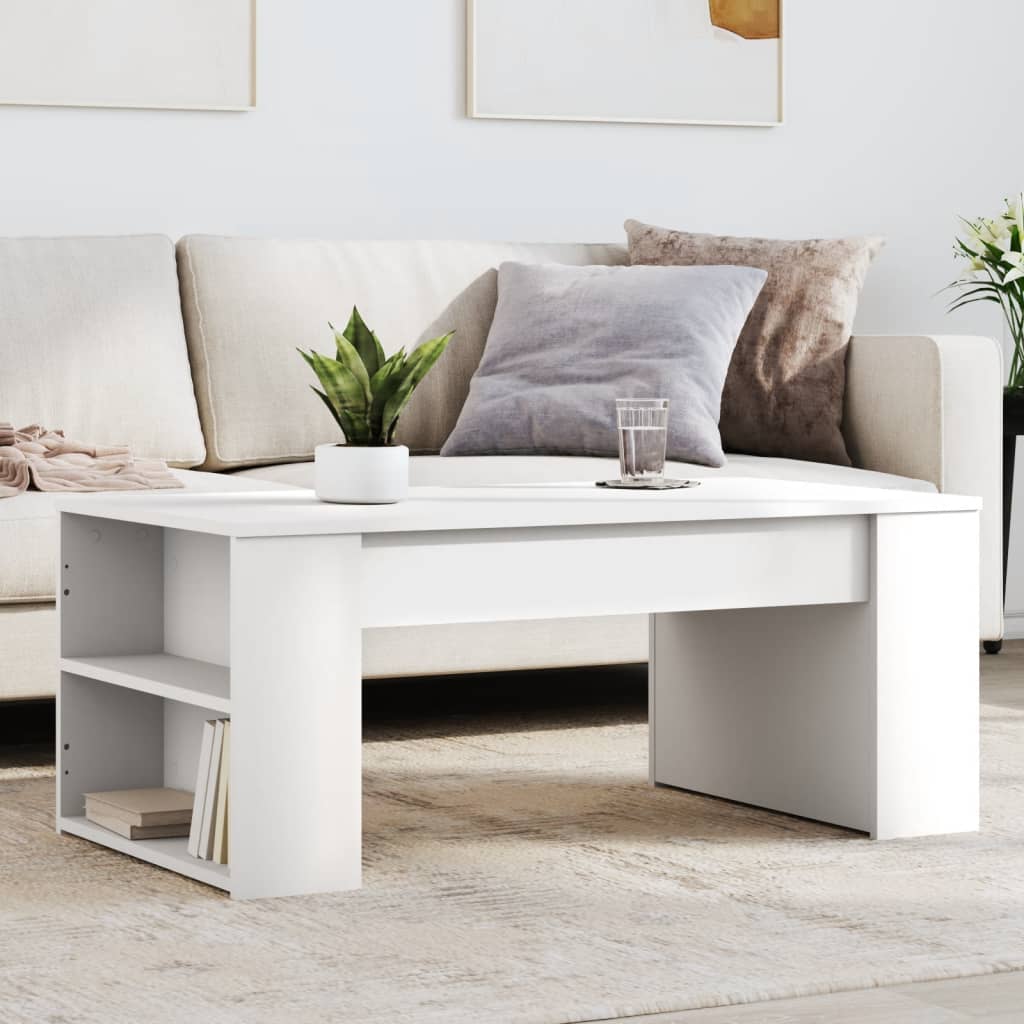 Coffee Table White 102x55x42 cm Engineered Wood - vid-831853 - Design Hut