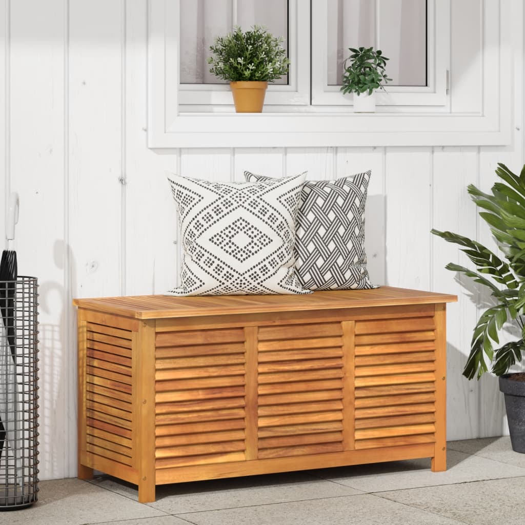Garden Storage Box with Louver 113x50x56 cm Solid Wood Acacia - The Home Maker
