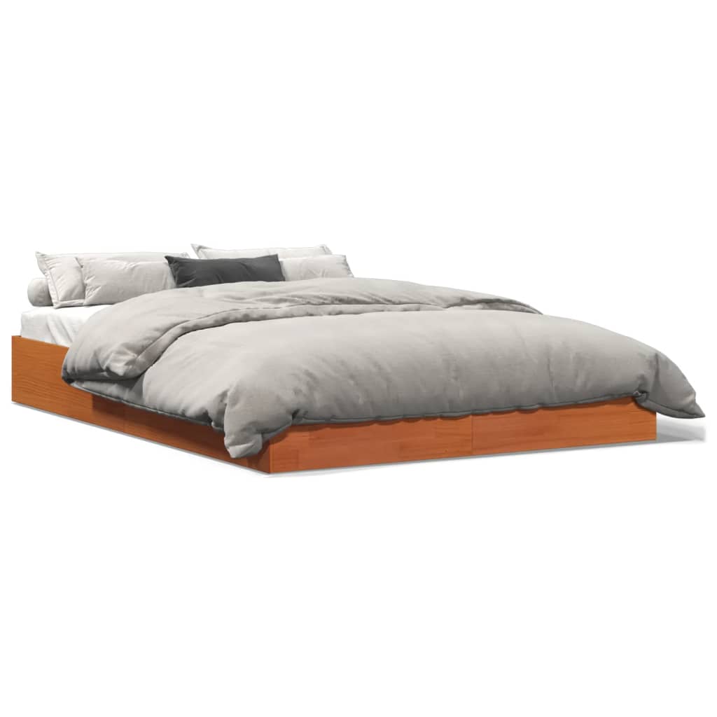 Bed Frame Wax Brown 120x200 cm Solid Wood Pine - All Things Good