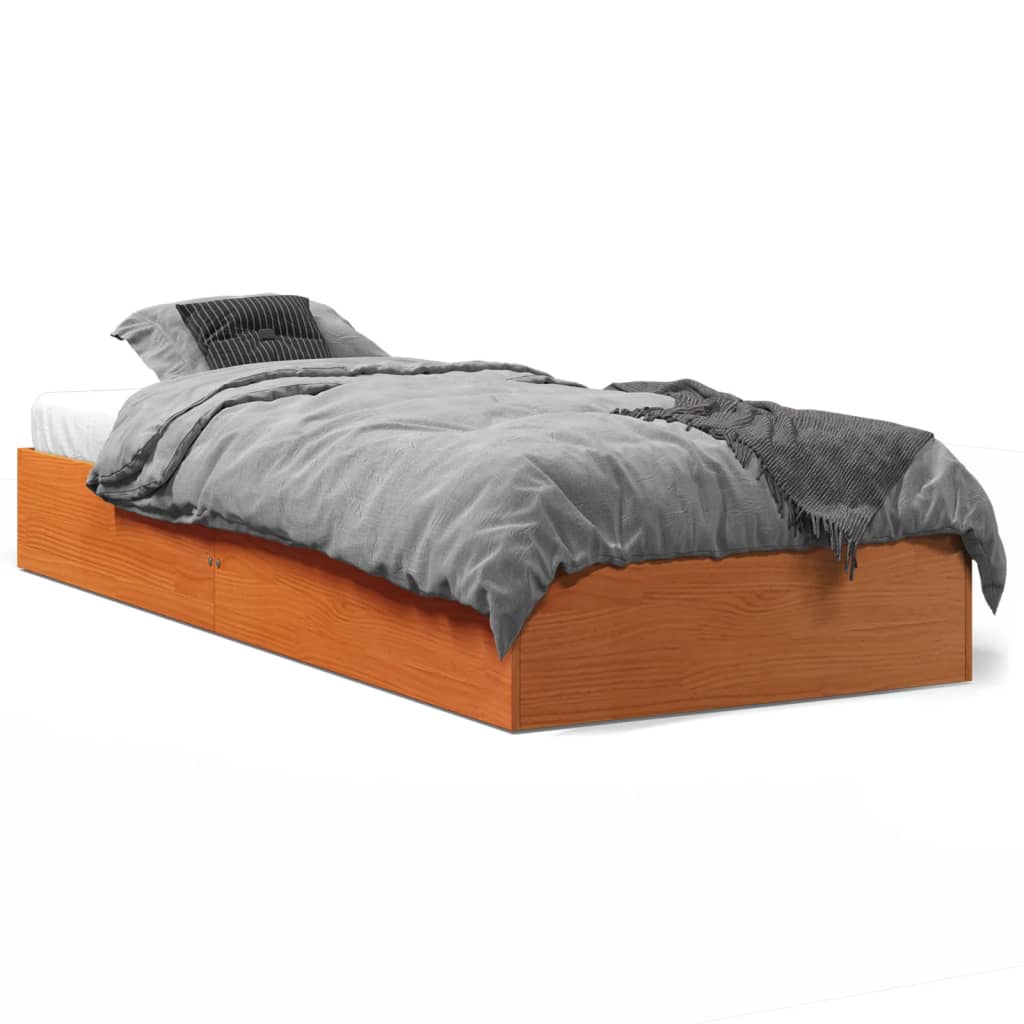 Bed Frame Wax Brown 90x190 cm Single Solid Wood Pine - Brittle & Co