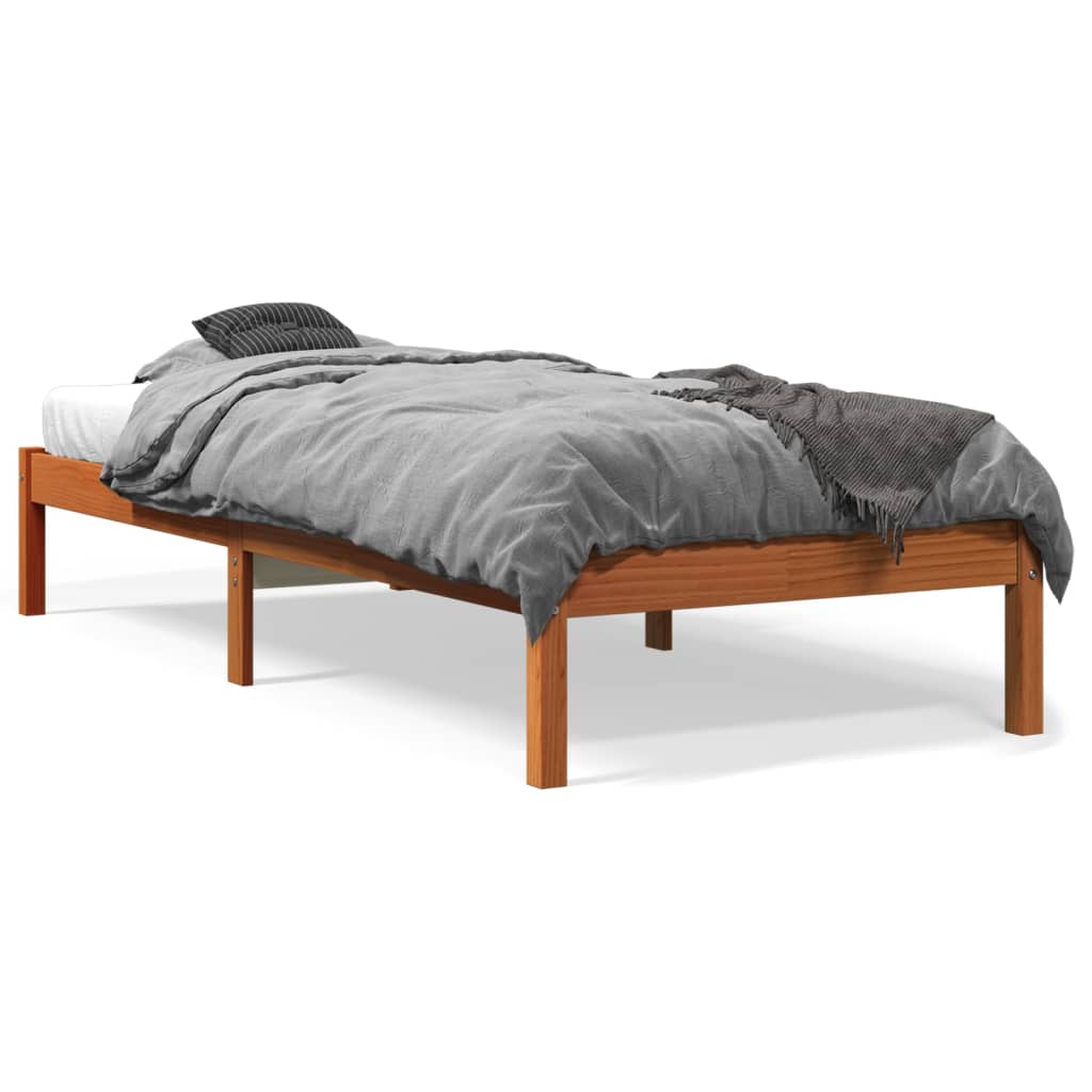 Bed Frame Wax Brown 90x190 cm Single Solid Wood Pine - Merlin Deals