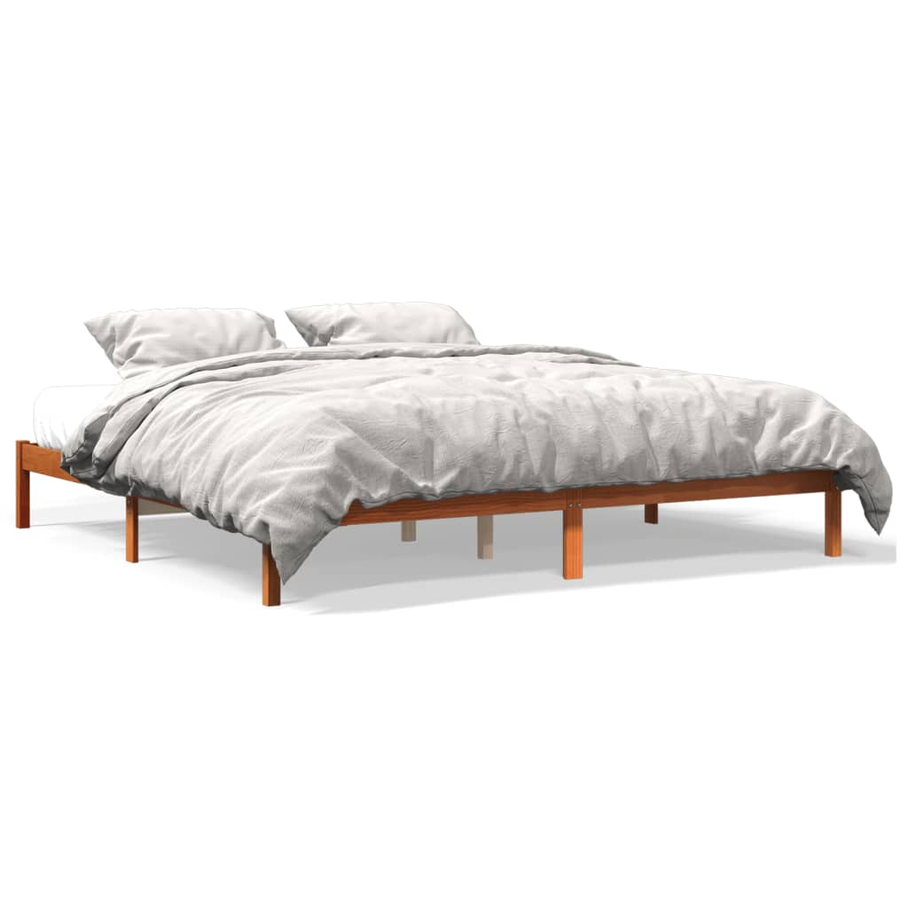 Bed Frame Wax Brown 200x200 cm Solid Wood Pine - Merkel Designers