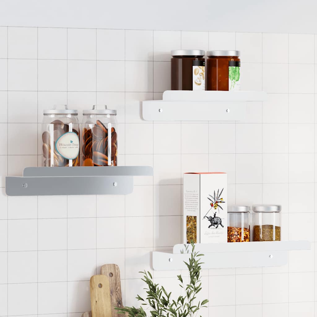 Wall Shelves 3 pcs Silver Stainless Steel - Decor Base