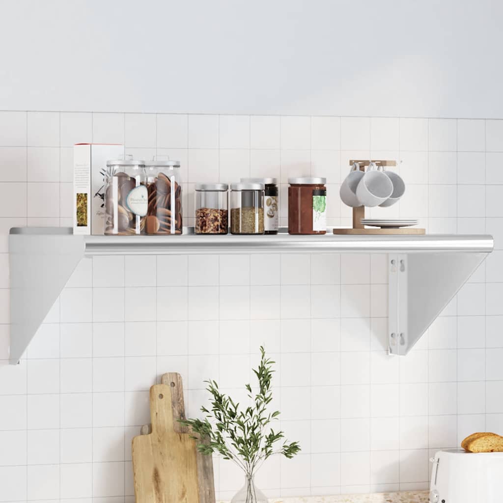 Wall Shelf 100x45x31 cm Silver Stainless Steel - Design Hut