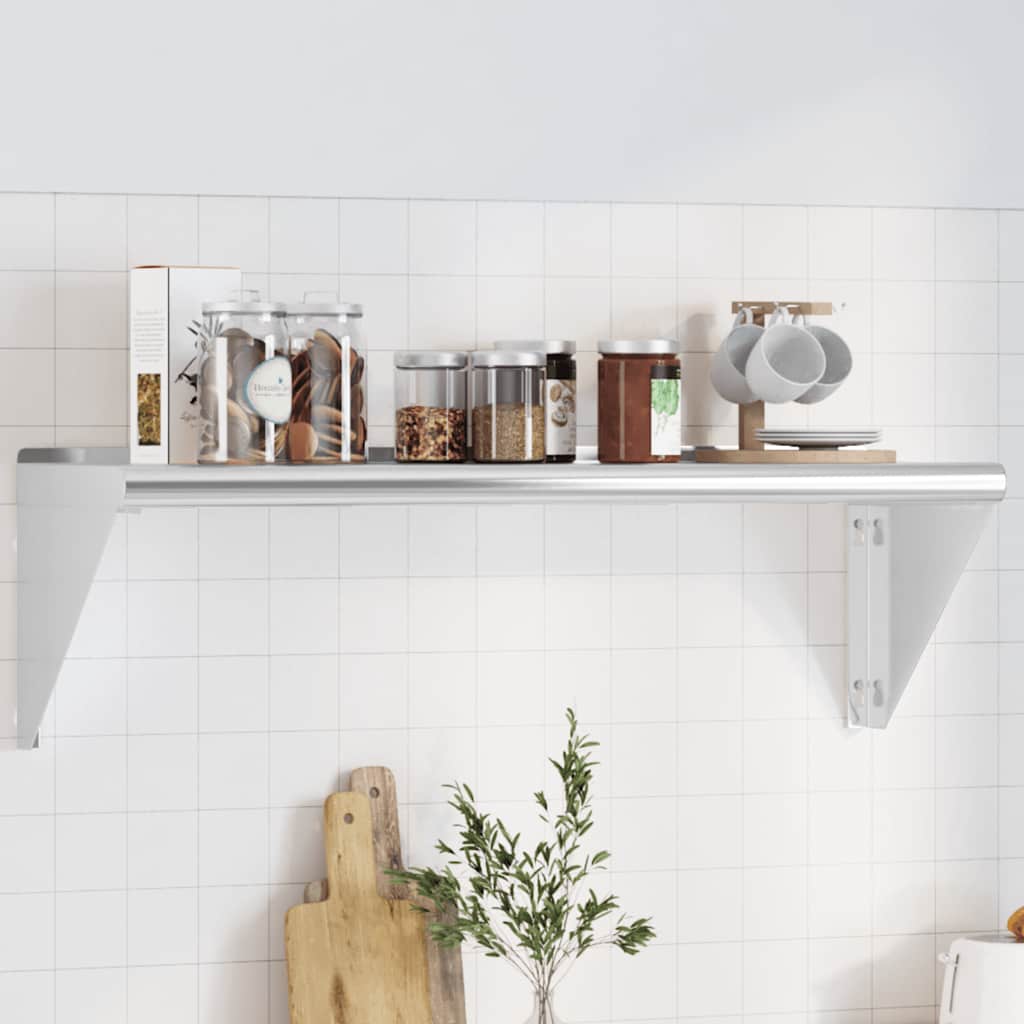 Wall Shelf 100x30x31 cm Silver Stainless Steel - Design Hut