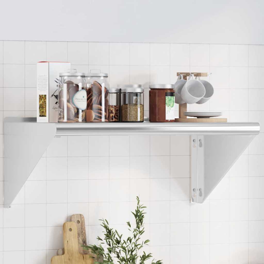 Wall Shelf 75x45x31 cm Silver Stainless Steel - Design Hut