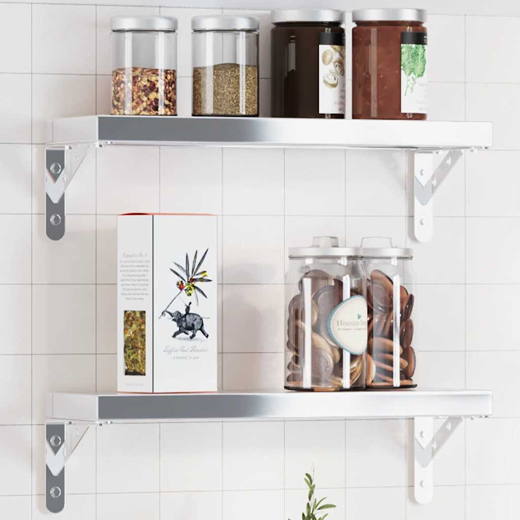 Shelf Brackets 4 pcs 15x2.5x11.5 cm Silver Stainless Steel - Charlotte Dunes