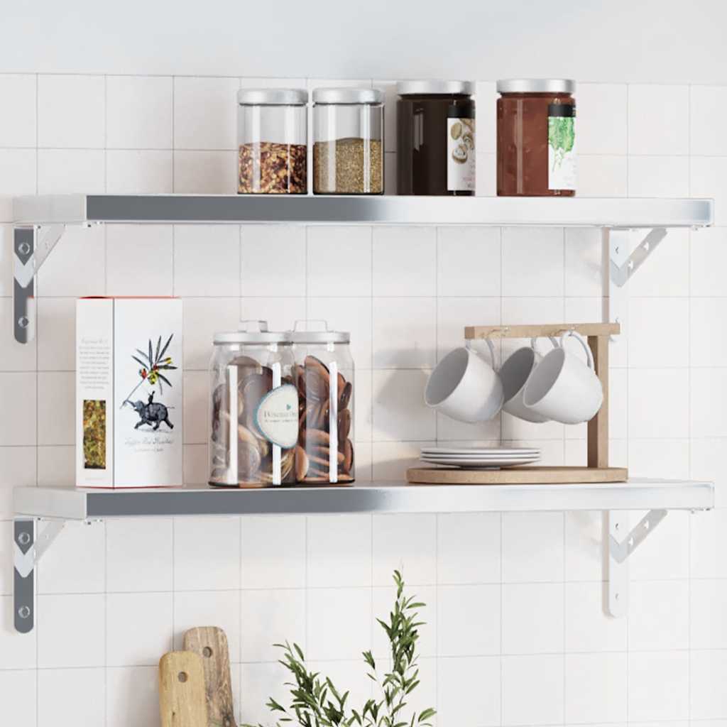 Shelf Brackets 4 pcs 20x2.5x14 cm Silver Stainless Steel - Charlotte Dunes