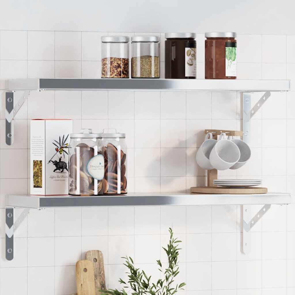 Shelf Brackets 4 pcs 23.5x2.5x15.5 cm Silver Stainless Steel - Charlotte Dunes