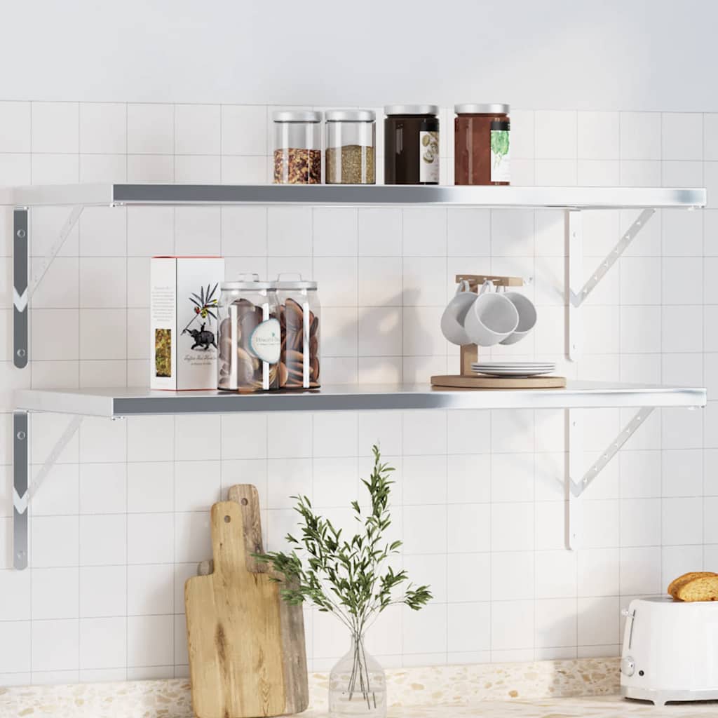 Shelf Brackets 4 Pieces 40x2.5x25 cm Silver Stainless Steel - Unbeatable Bargains