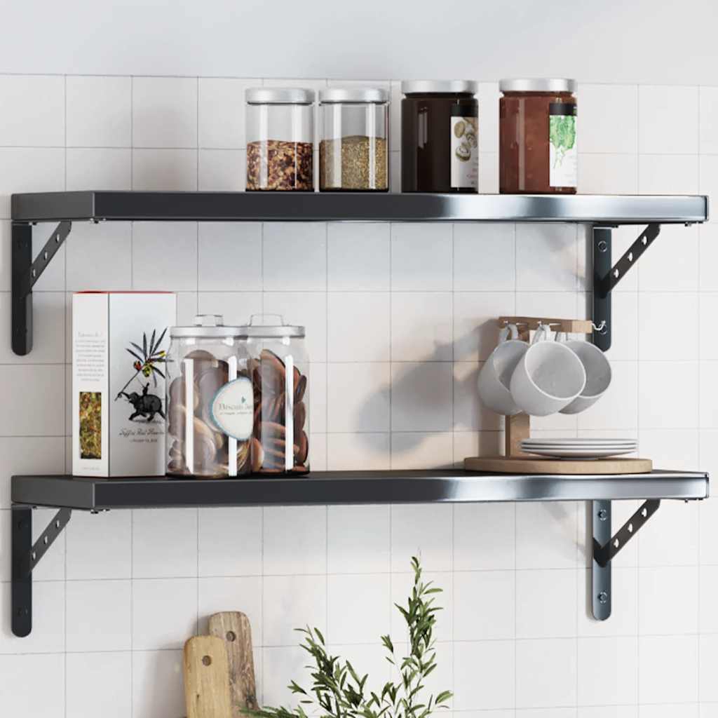 Shelf Brackets 4 Pieces 23.5x2.5x15.5 cm Black Stainless Steel - Direct Imports