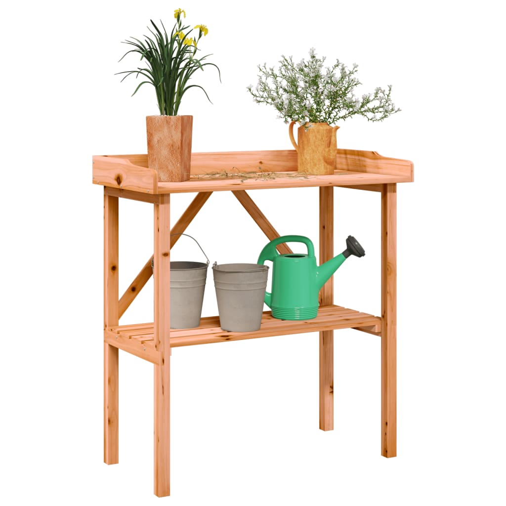 Plant Table with Shelf Brown 78x38x82.5 cm Solid Wood Fir - Style and Chic