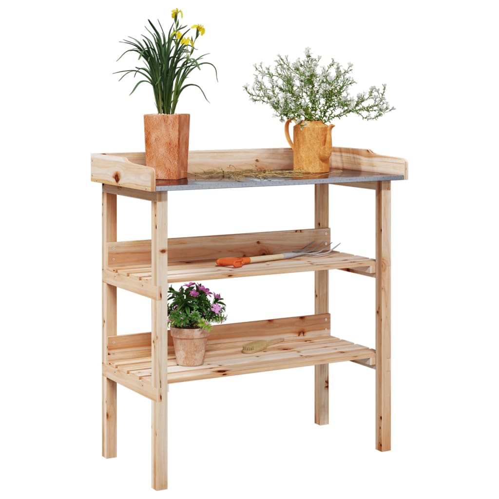 Plant Table with Shelves 78x38x82.5 cm Solid Wood Fir - Casper Homes