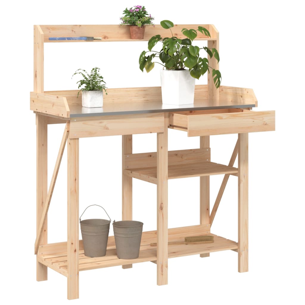 Potting Bench with Shelves Solid Wood Fir - Merkel Designers